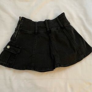 Black jean mini skort